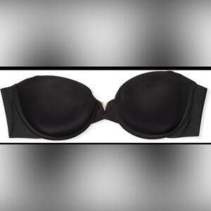 Victoria's Secret Black Strapless Convertible Bra with V Accent